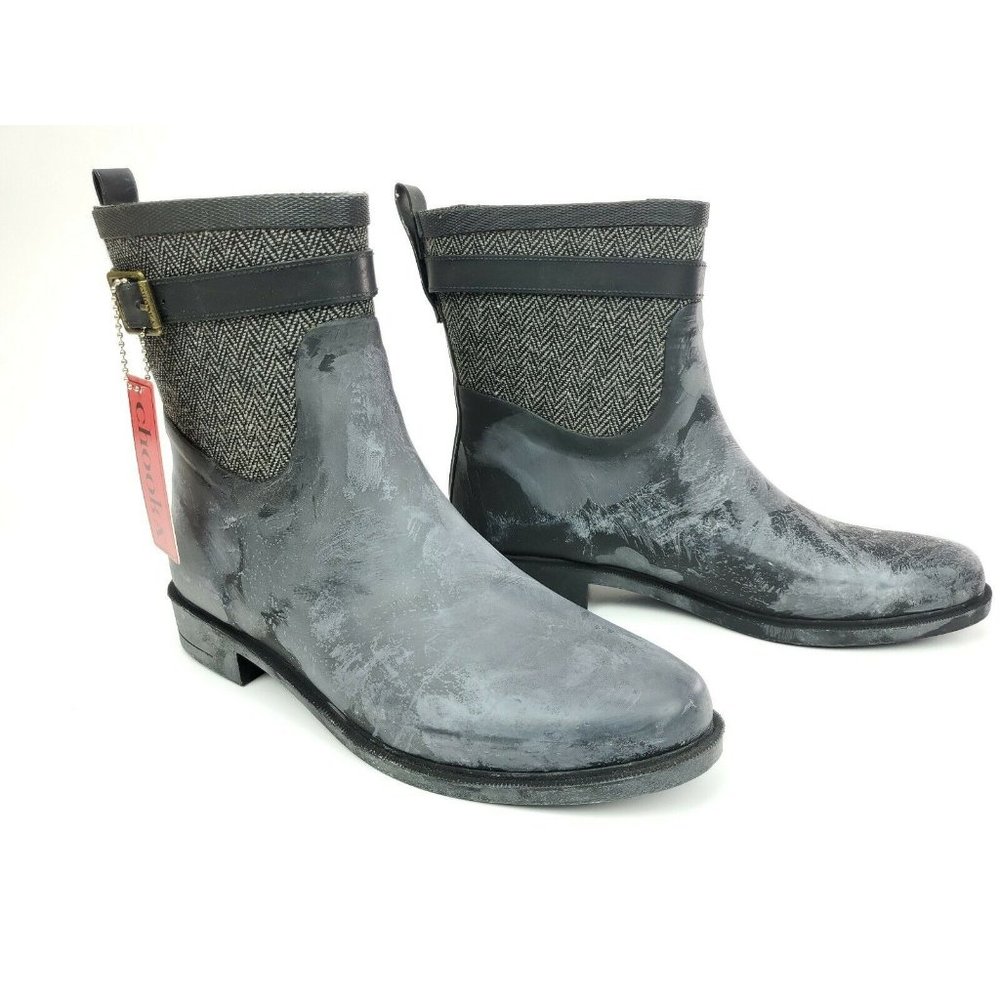 CHOOKA Buckle Herringbone Rubber Rain Boot 10